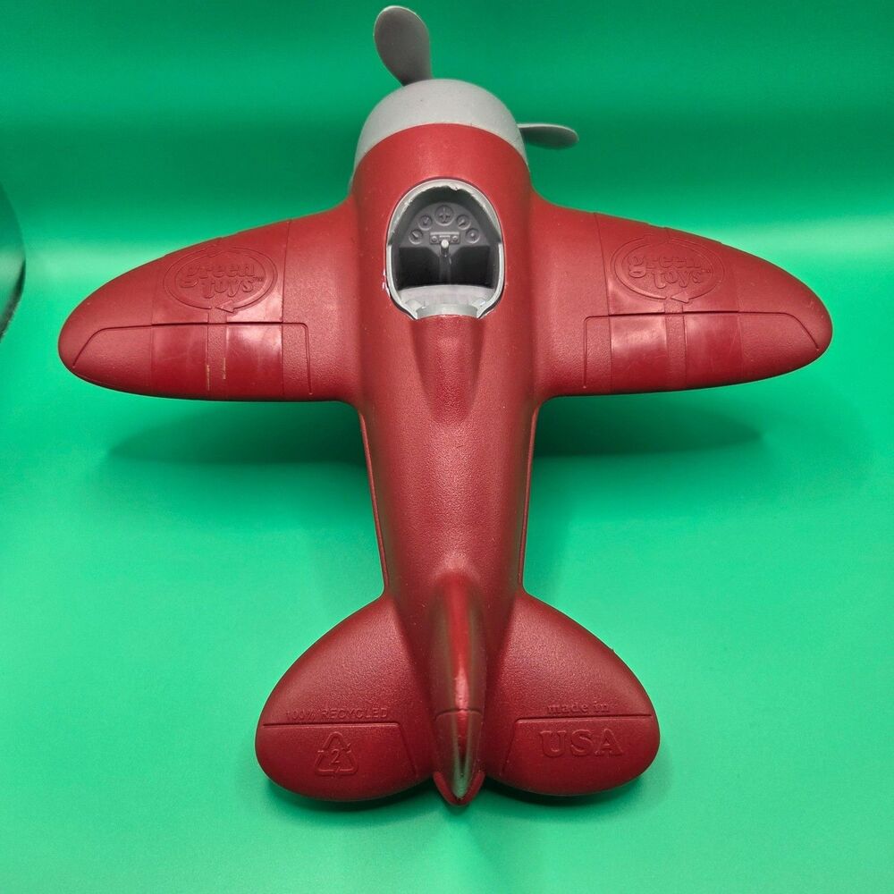 Green Toys Red and Blue Airplane Made in USA of HDPE 100% Recycled Plastic